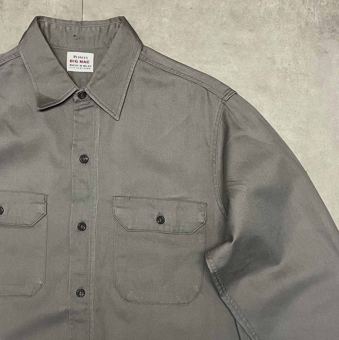 画像: 60'S BIG MAC コットン100% マチ付き ワークシャツ グレー (VINTAGE)