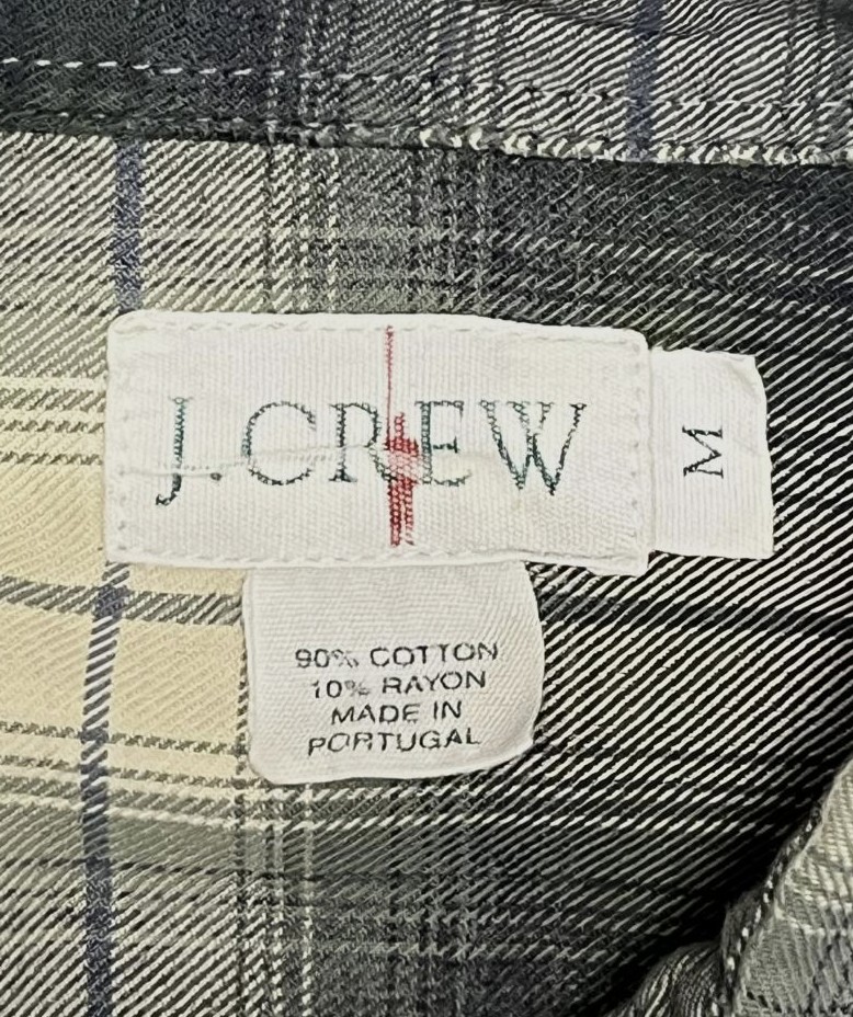 画像2: 90'S J.CREW 旧タグ レーヨン混 長袖シャツ オンブレチェック ポルトガル製 (VINTAGE)