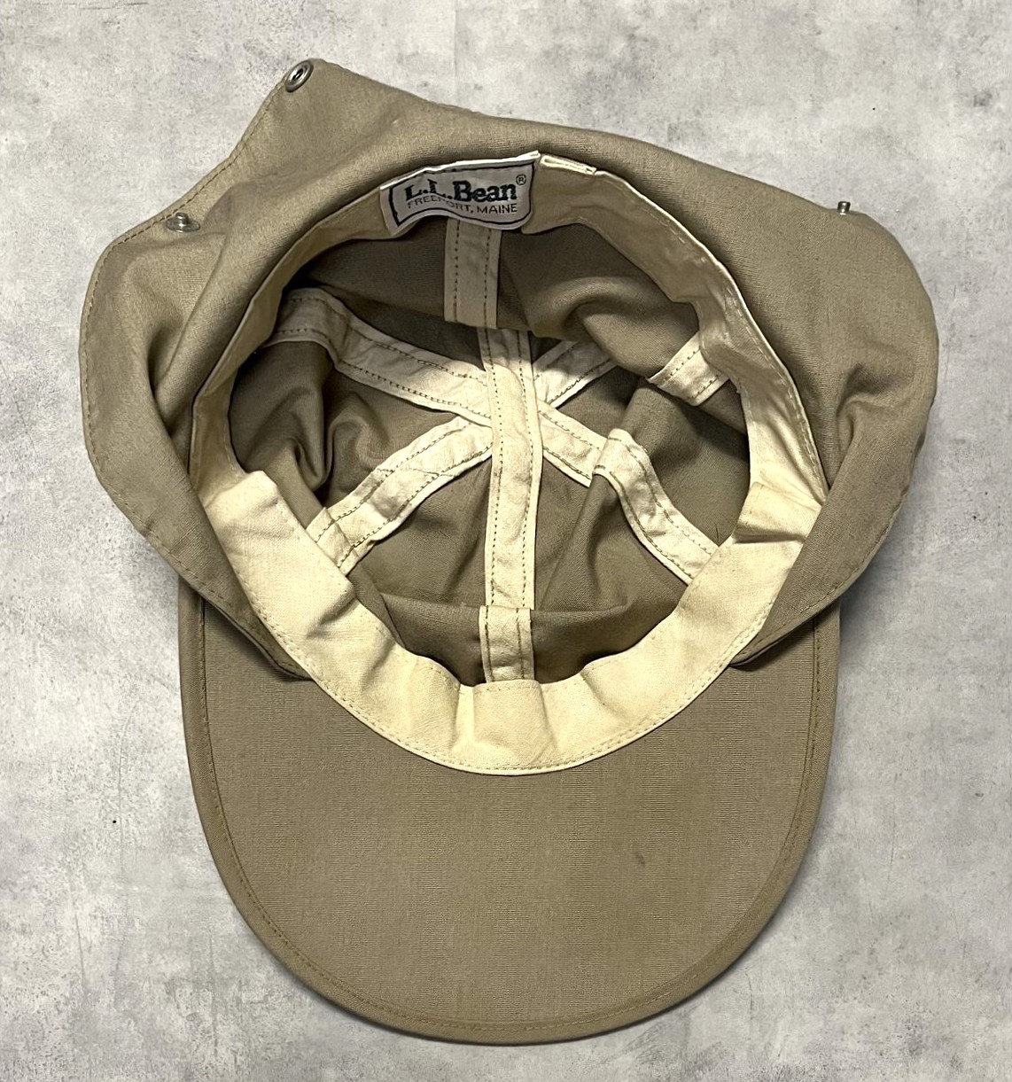 画像7: 80'S LL Bean ネックガード付き コットン ロングビルキャップ タン USA製 (VINTAGE)