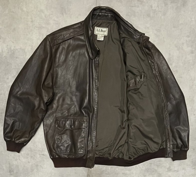 画像4: 90'S LL Bean "A-2" レザー フライトジャケット ダークブラウン TALONジップ USA製 (VINTAGE)