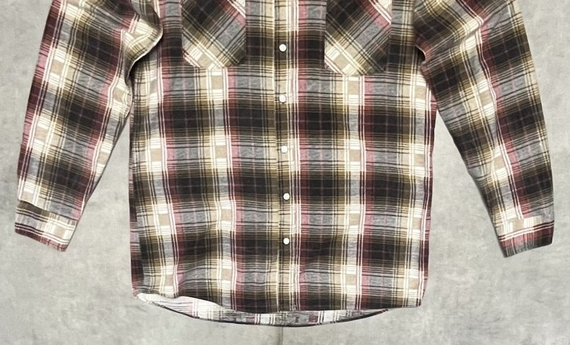 画像: 80'S UNOKNOWN プリントネル フランネルシャツ チェック柄 USA製 (VINTAGE)