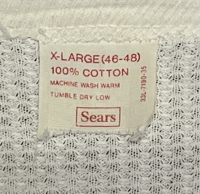 画像2: 70'S SEARS コットン100% サーマル 長袖 Tシャツ ホワイト USA製 (VINTAGE)