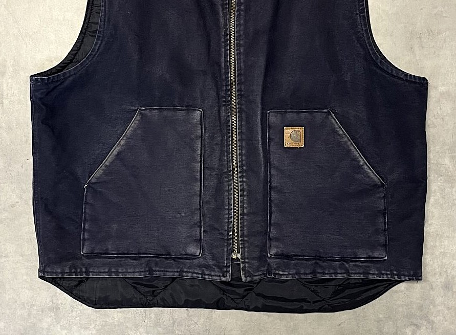 画像: CARHARTT 裏地キルティング ダックベスト ネイビー (VINTAGE)