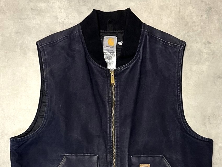 画像: CARHARTT 裏地キルティング ダックベスト ネイビー (VINTAGE)