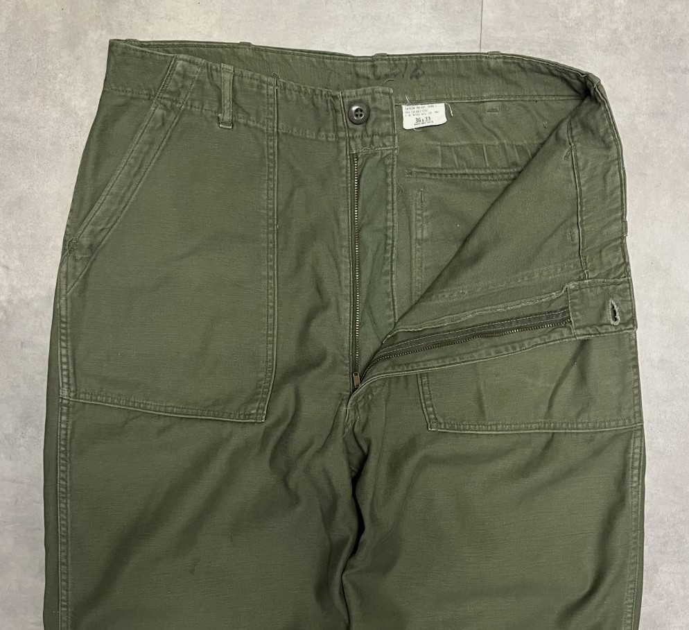 画像: 60'S アメリカ軍 US ARMY "OG107" コットンサテン ベイカーパンツ RAPIDブラスジップ ミリタリーグリーン (VINTAGE)