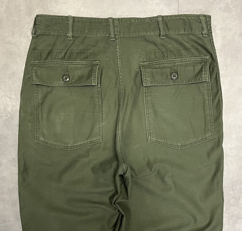画像: 60'S アメリカ軍 US ARMY "OG107" コットンサテン ベイカーパンツ RAPIDブラスジップ ミリタリーグリーン (VINTAGE)