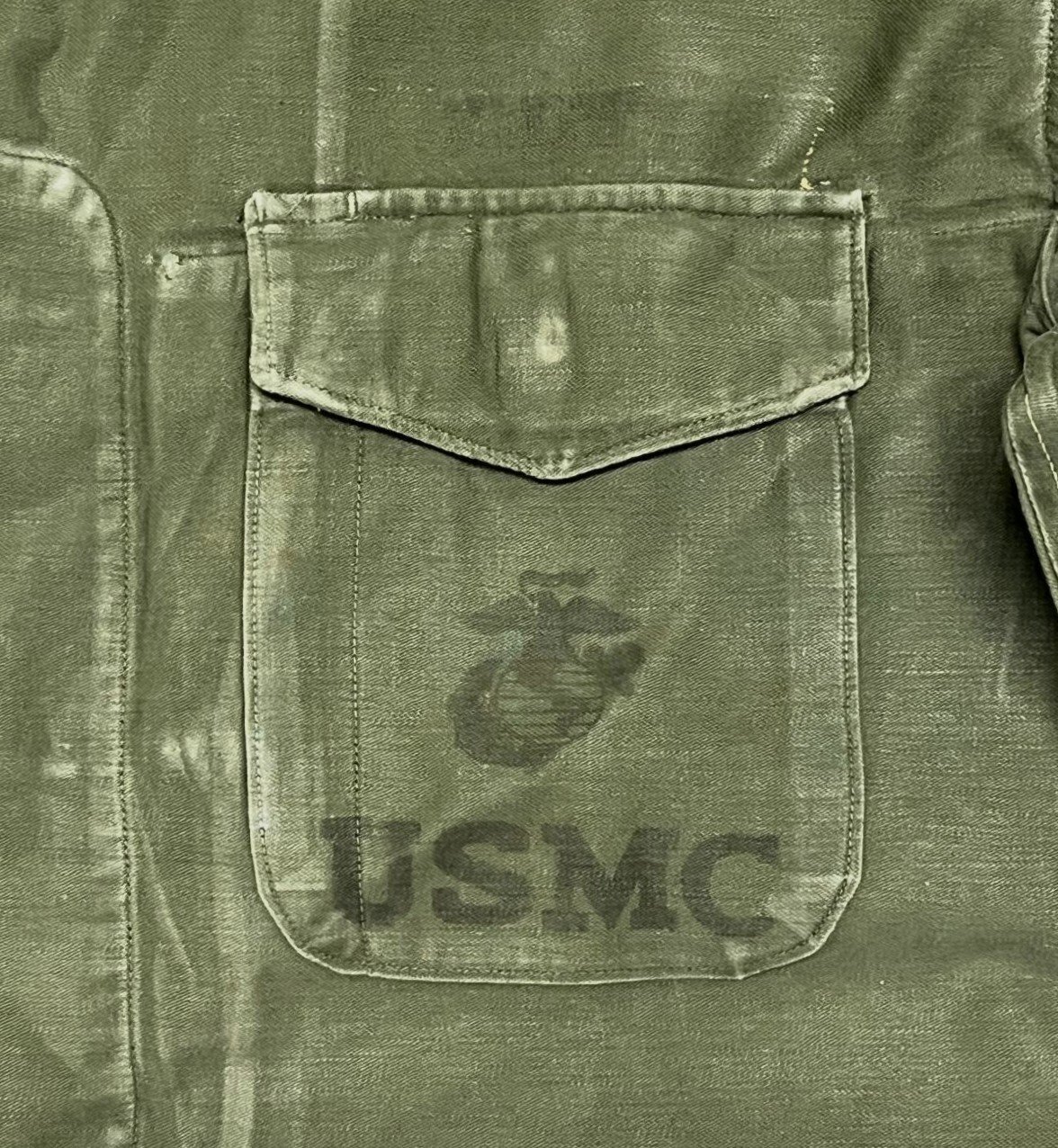 画像3: 50'S アメリカ軍 USMC "P-58" ステンシル入り コットンサテン ユーティリティシャツ (VINTAGE)