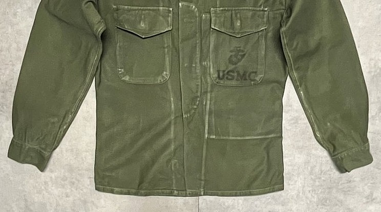 画像: 50'S アメリカ軍 USMC "P-58" ステンシル入り コットンサテン ユーティリティシャツ (VINTAGE)