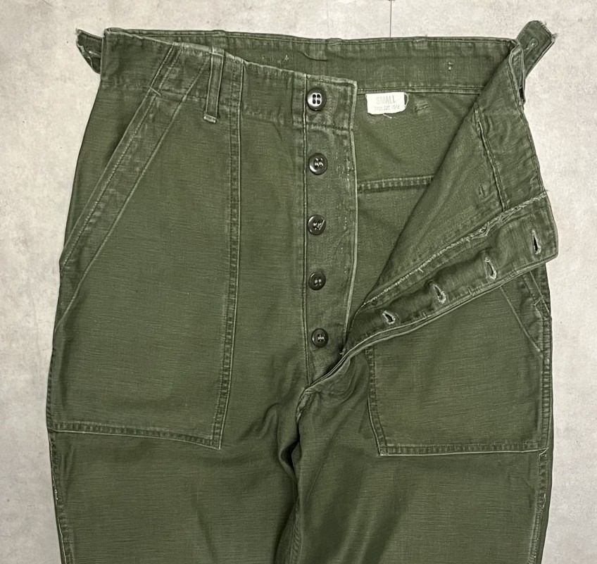 画像: 60'S アメリカ軍 US ARMY "OG107" 初期モデル コットンサテン 平ボタン ベイカーパンツ ミリタリーグリーン (VINTAGE)