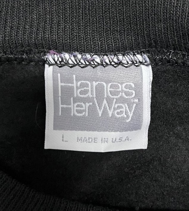 画像2: 90'S HANES "HER WAY" ラグランスリーブ スウェットシャツ ブラック USA製 (VINTAGE)