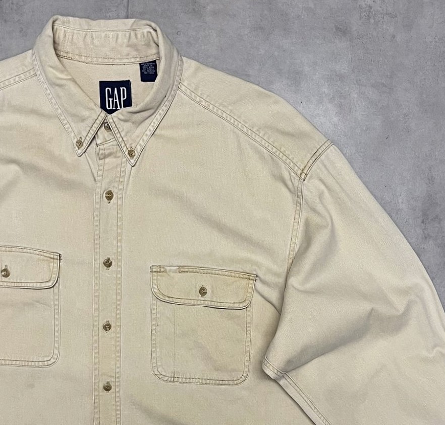 画像: 90'S GAP 旧タグ ツイル BDシャツ ベージュ (VINTAGE)