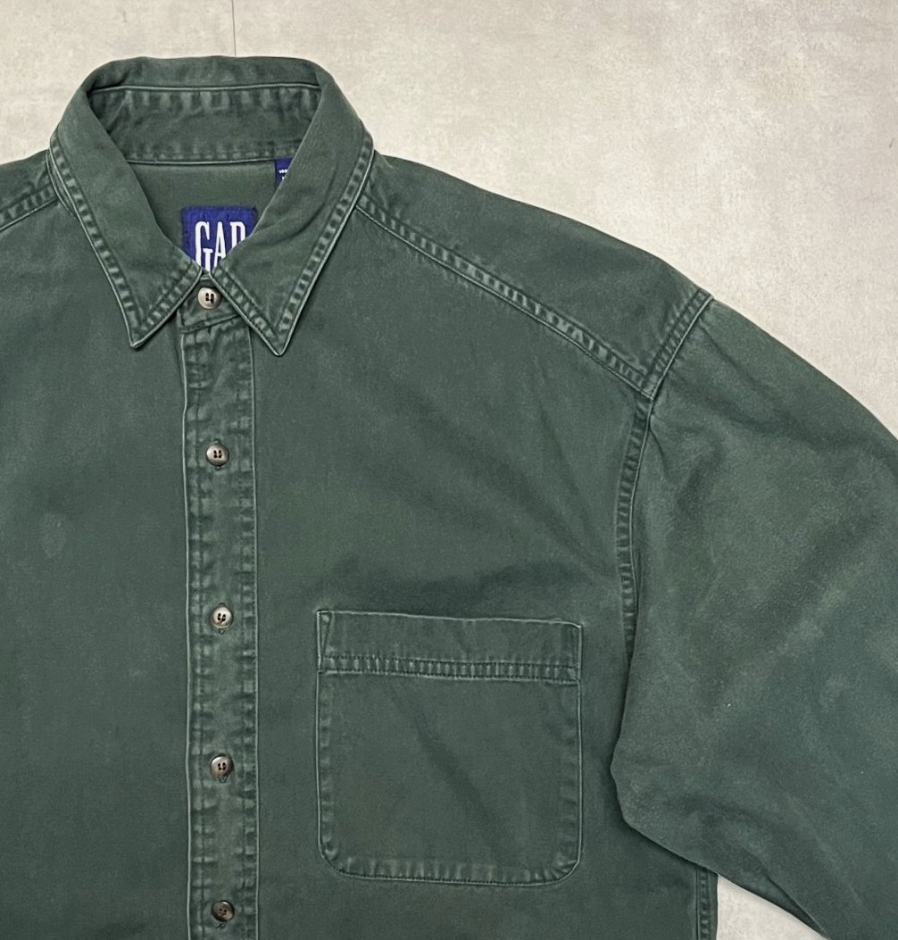 画像: 90'S GAP 旧タグ ツイルシャツ ダークグリーン (VINTAGE)