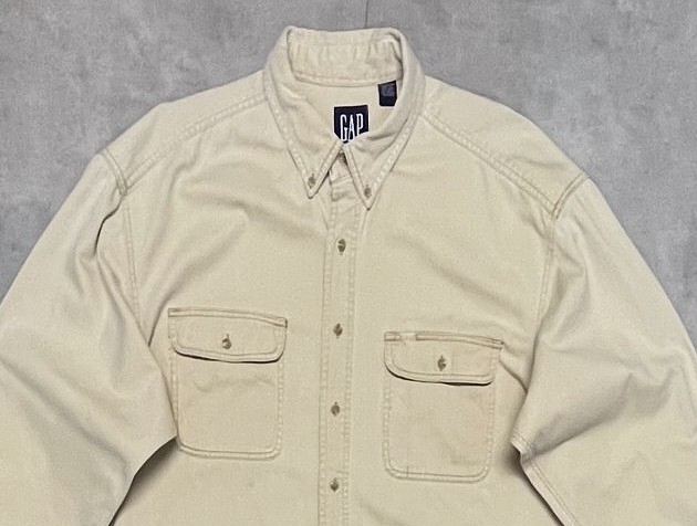 画像: 90'S GAP 旧タグ ツイル BDシャツ ベージュ (VINTAGE)