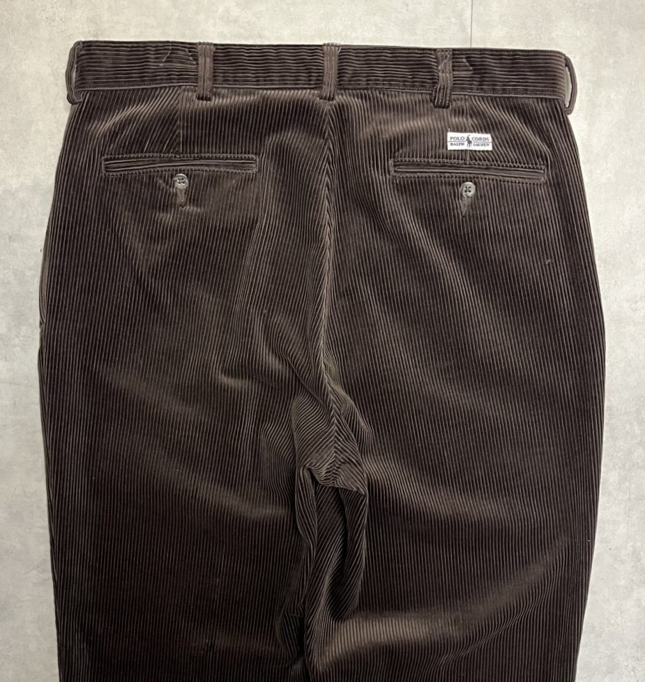 画像: 90'S RALPH LAUREN "ANDREW PANT" ツープリーツ 太畝 コーデュロイパンツ ブラウン (MINT CONDITION)