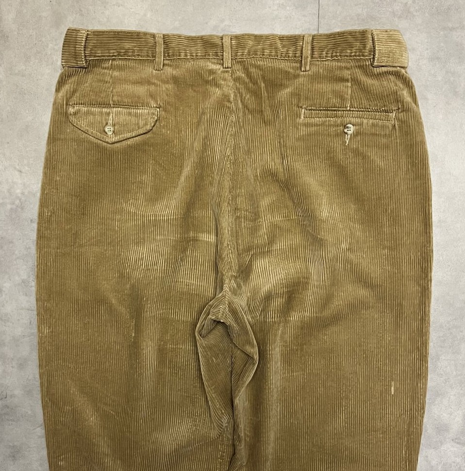 画像: 90'S RALPH LAUREN ツープリーツ 太畝 コーデュロイパンツ タン USA製 (VINTAGE)