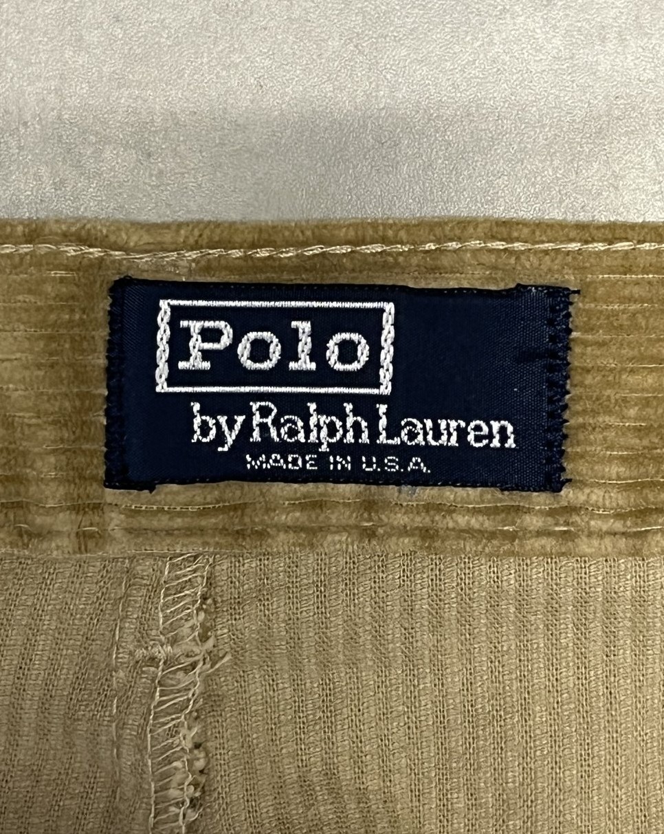 画像2: 90'S RALPH LAUREN ツープリーツ 太畝 コーデュロイパンツ タン USA製 (VINTAGE)