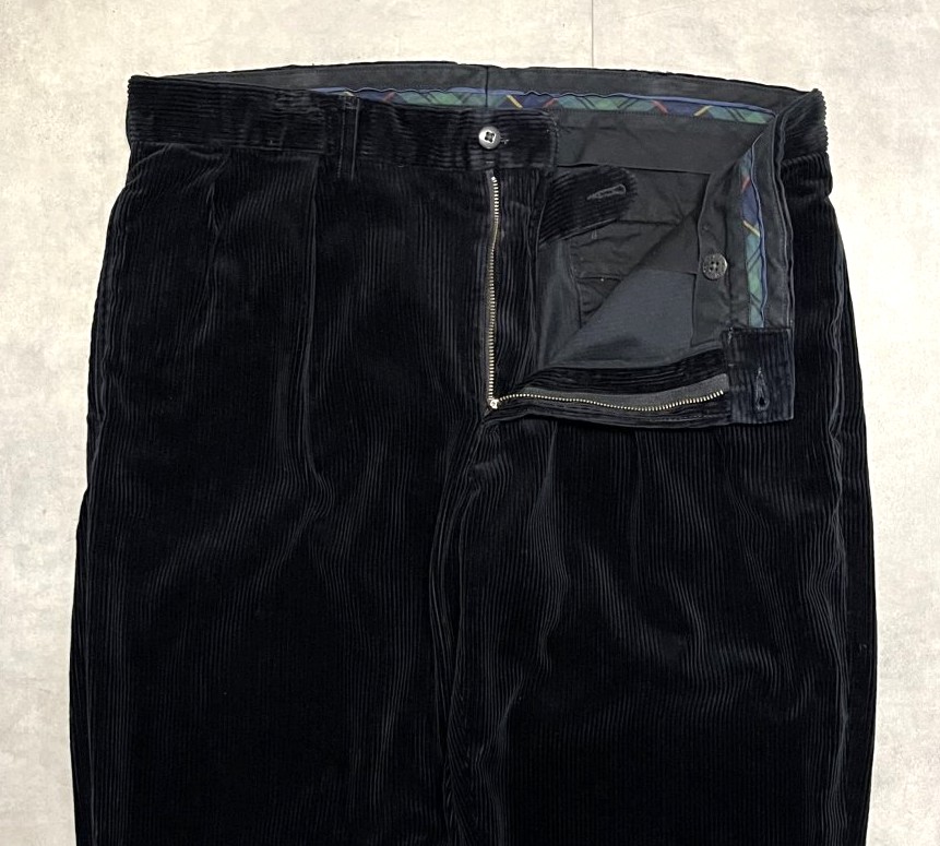 画像: 90'S RALPH LAUREN "ETHAN PANT" ツープリーツ 太畝 コーデュロイパンツ ブラック (VINTAGE)