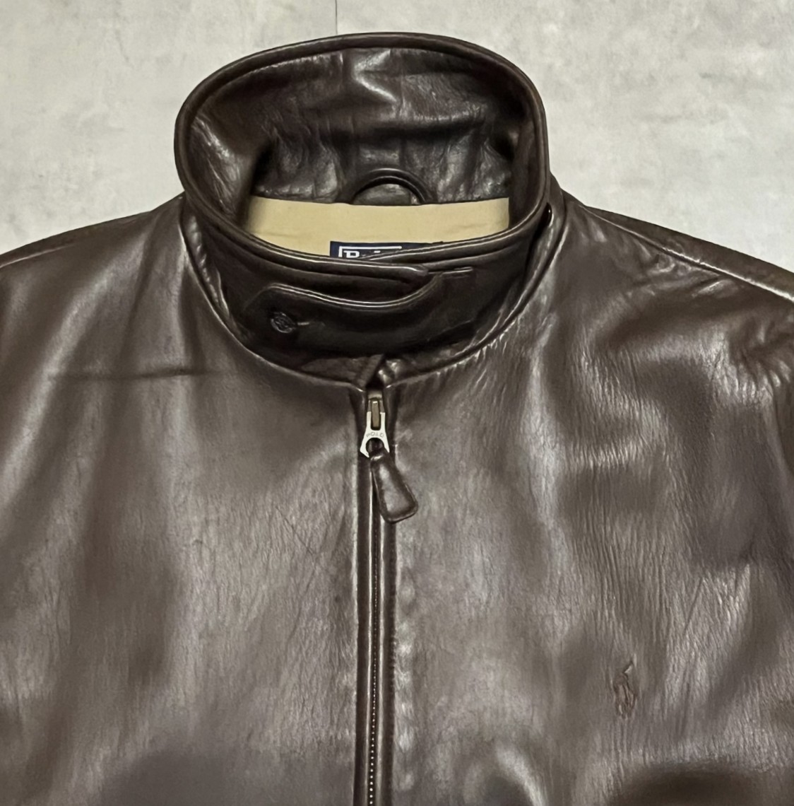 画像3: 90'S RALPH LAUREN チンスト付き 裏地付き レザー ドリズラージャケット ブラウン (VINTAGE)