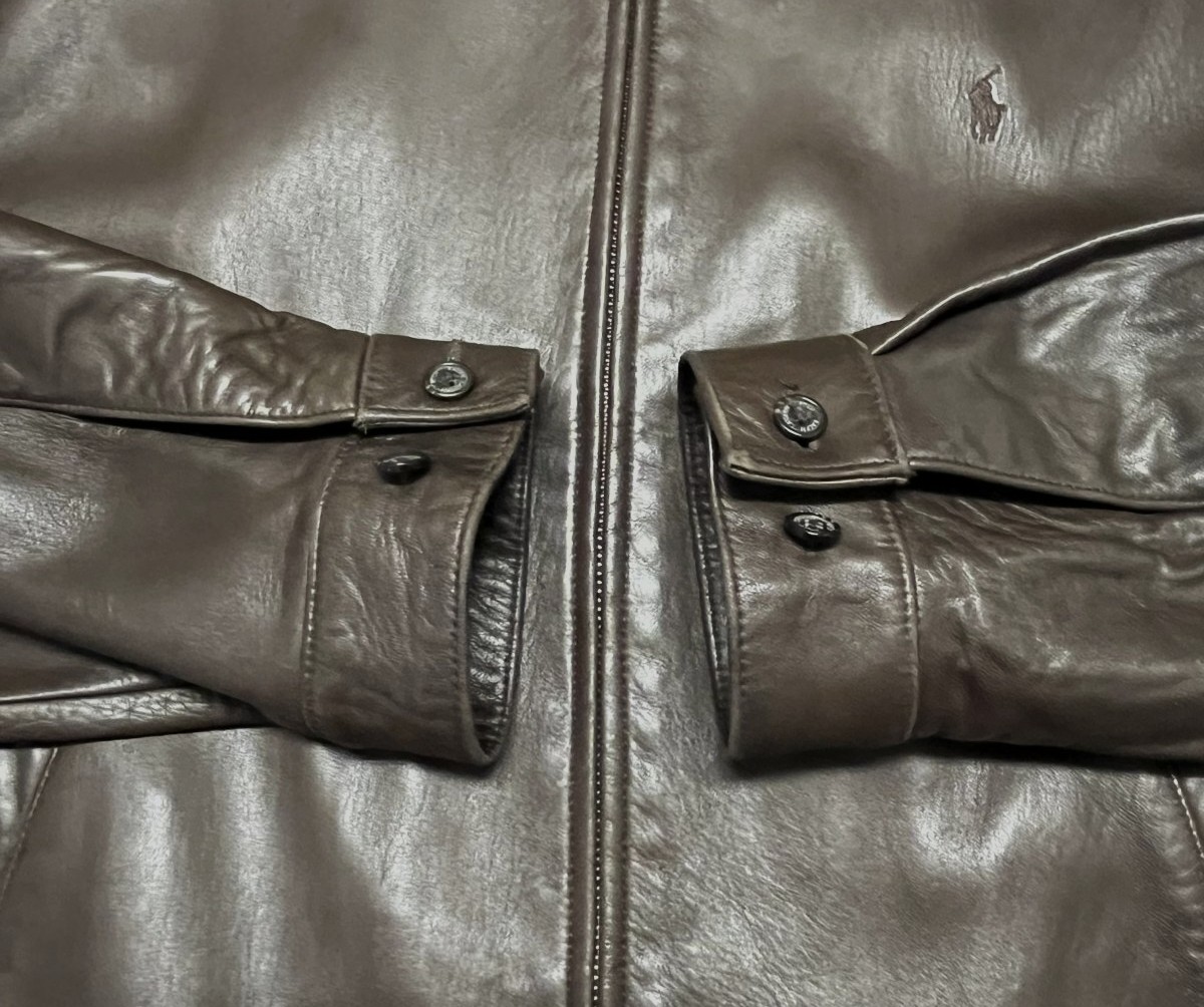 画像: 90'S RALPH LAUREN チンスト付き 裏地付き レザー ドリズラージャケット ブラウン (VINTAGE)