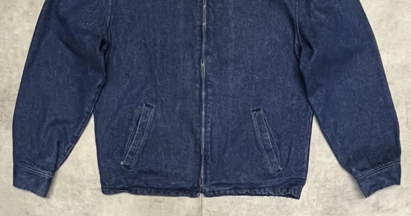 画像: 80'S SPORTSMASTER 三角タグ 裏地チェック チンスト付き デニム ドリズラージャケット インディゴ USA製 (VINTAGE)