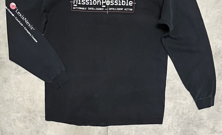画像: 90'S LEXIS NEXIS "MISSION POSSIBLE" 袖プリント 長袖 Tシャツ ブラック (VINTAGE)