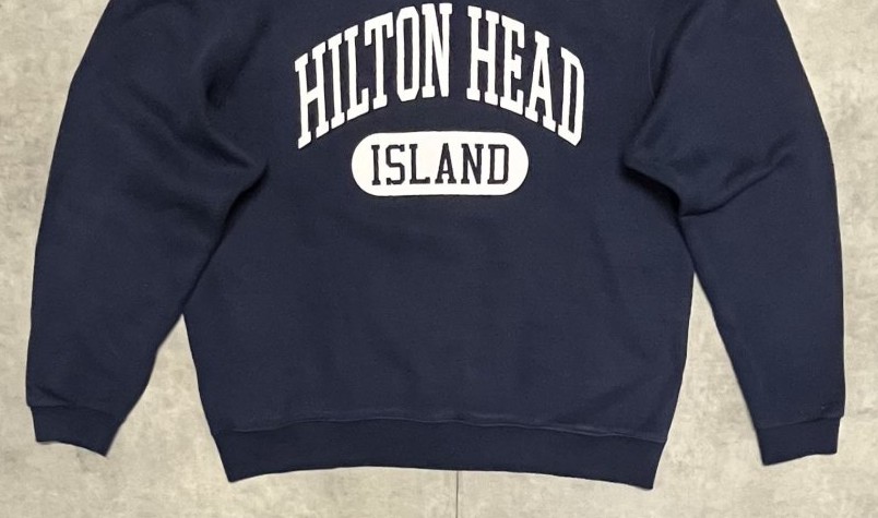 画像: 90'S SOFFE "HILTON HEAD ISLAND" 前Vガゼット付き スウェットシャツ ネイビー (VINTAGE)