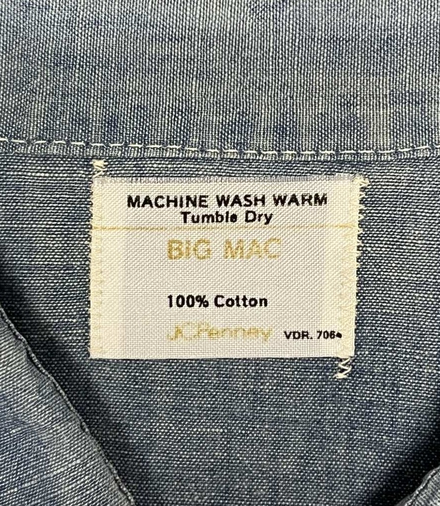 画像2: 70'S BIG MAC コットン100% シャンブレーシャツ ブルー USA製 (VINTAGE)