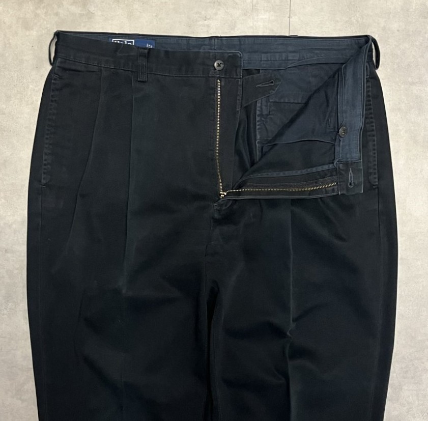 画像: 90'S RALPH LAUREN "HAMMOND PANT" ツープリーツ チノパンツ ブラック W36L30 (VINTAGE)