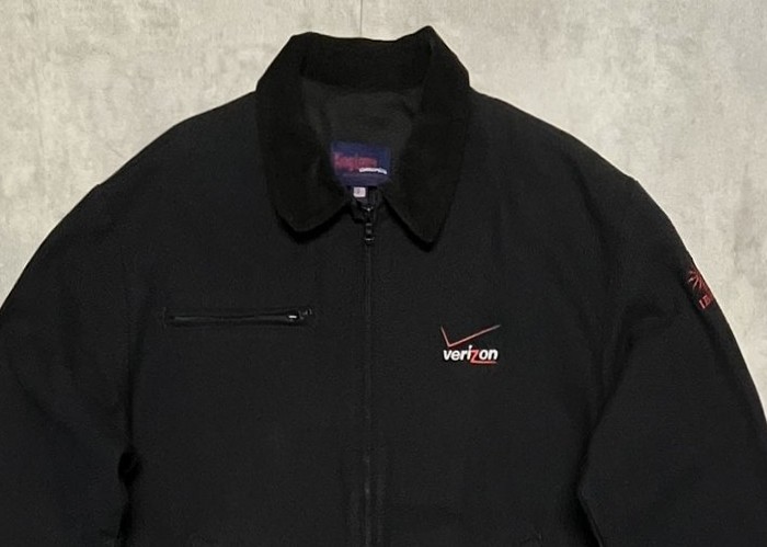 画像: 90'S KING LOUIE 襟コーデュロイ 裏地付き ダックジャケット ブラック USA製 (VINTAGE)