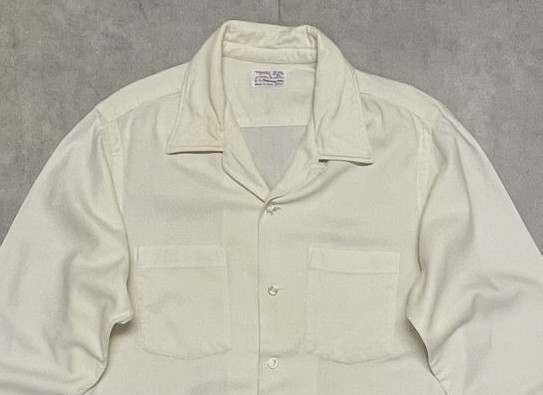 画像: 60'S HATHAWAY "VIYELLA" ウール/コットン オープンカラーシャツ 生成り イギリス製 (VINTAGE)