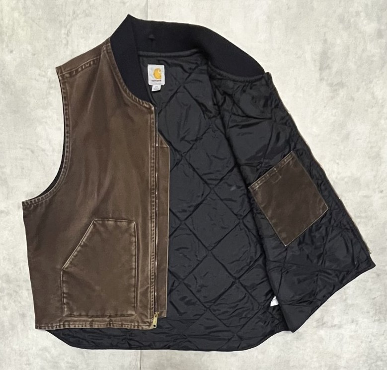 画像3: 00'S CARHARTT 裏地キルティング ダックベスト フェードブラウン (VINTAGE)