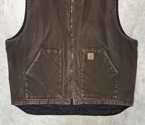 画像: 00'S CARHARTT 裏地キルティング ダックベスト フェードブラウン (VINTAGE)