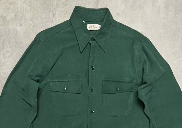 画像: 70'S LL Bean 筆記体タグ シャモアクロスシャツ ダークグリーン (VINTAGE)