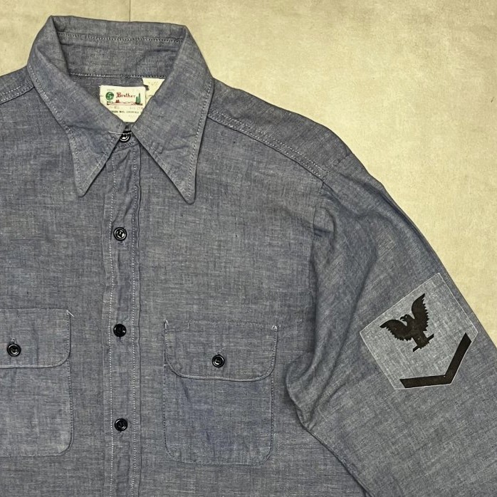 画像: 70'S FIVE BROTHER コットン100% シャンブレーシャツ ブルー USA製 (VINTAGE)