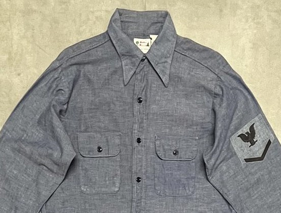 画像: 70'S FIVE BROTHER コットン100% シャンブレーシャツ ブルー USA製 (VINTAGE)