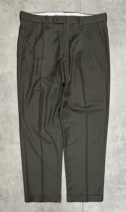 画像1: RALPH LAUREN ポリエステル/レーヨン ツープリーツ スラックス カーキ (VINTAGE)