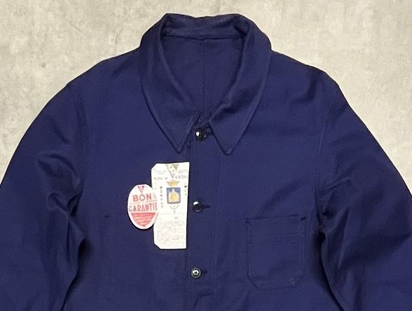 画像: 60'S BLEU DE VERDUN フレンチワーク ワークジャケット カバーオール ブルー フランス製 (DEADSTOCK)