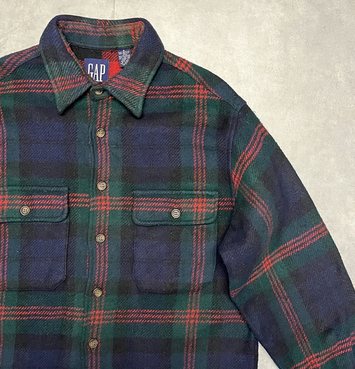 画像: 90'S GAP 旧タグ ウールシャツ チェック柄 (VINTAGE)