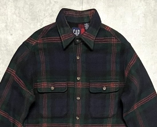 画像: 90'S GAP 旧タグ ウールシャツ チェック柄 (VINTAGE)