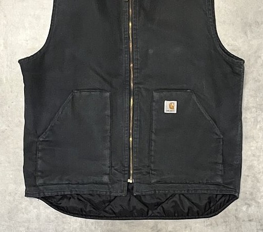 画像: CARHARTT 裏地キルティング ダックベスト フェードブラック (VINTAGE)