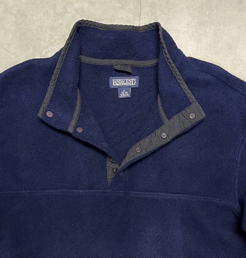 画像2: 90'S LANDS' END スナップボタン プルオーバーフリースジャケット ネイビー USA製 (VINTAGE)