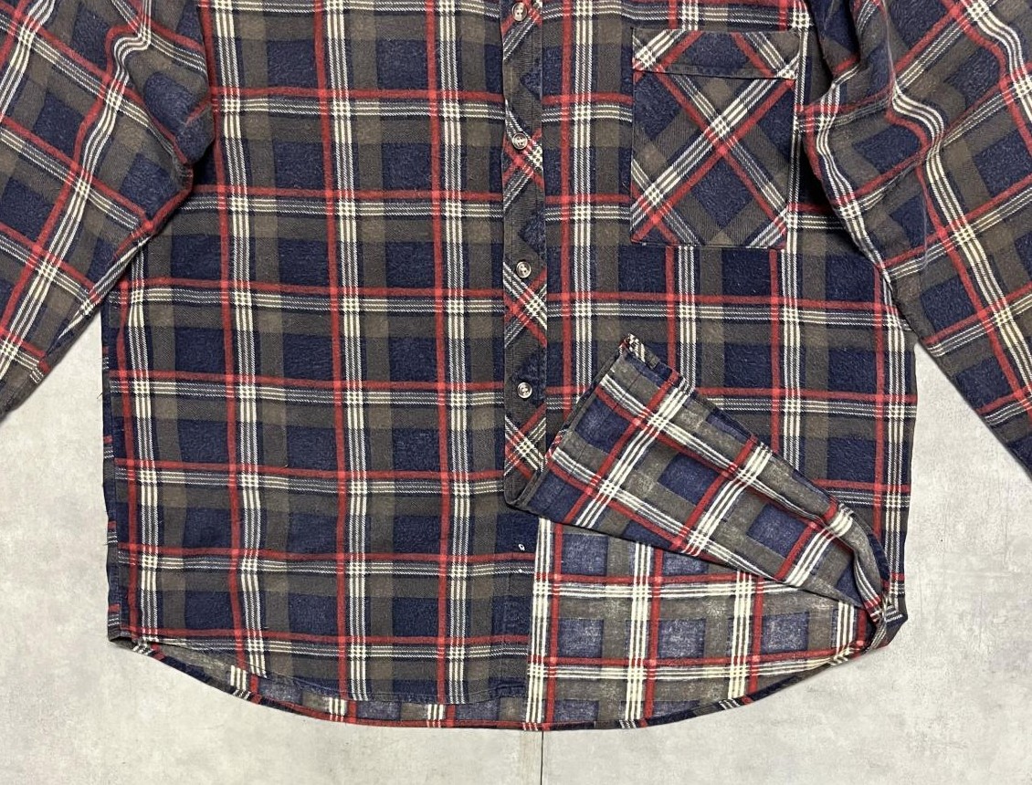 画像: 90'S WORK CENTRE L'ATELIER プリントネル フランネルシャツ チェック柄 (VINTAGE)