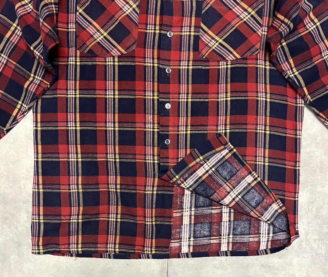 画像: 90'S SAUGATUCK プリントネル フランネルシャツ チェック柄 (VINTAGE)