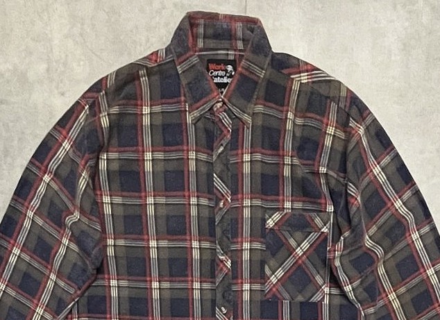画像: 90'S WORK CENTRE L'ATELIER プリントネル フランネルシャツ チェック柄 (VINTAGE)