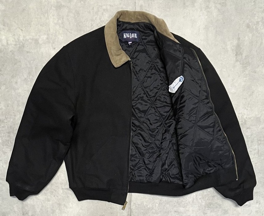 画像3: 90'S KING LOUIE 襟コーデュロイ 裏地キルティング ダックジャケット ブラック USA製 (VINTAGE)