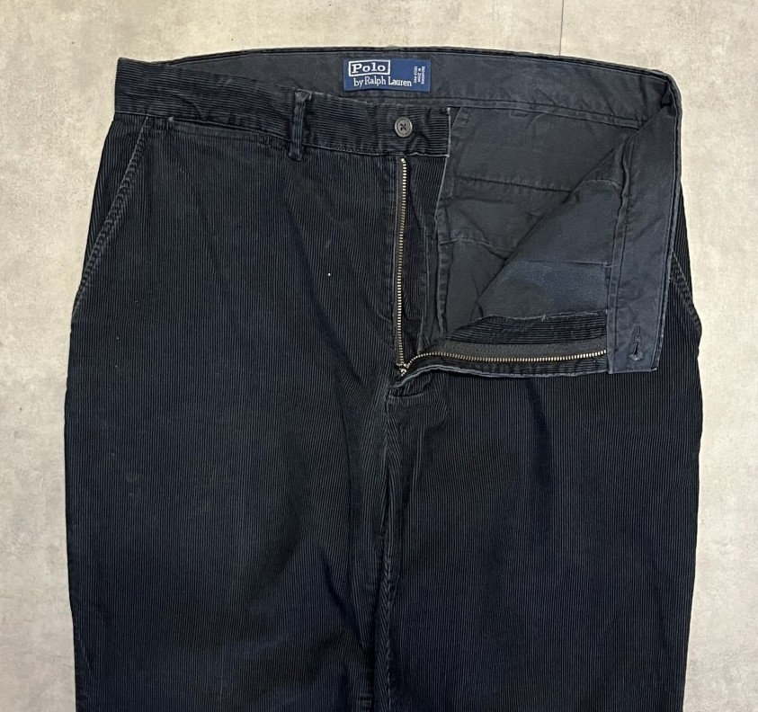 画像: 90'S RALPH LAUREN ノープリーツ コーデュロイパンツ ブラック W34L30 (VINTAGE)