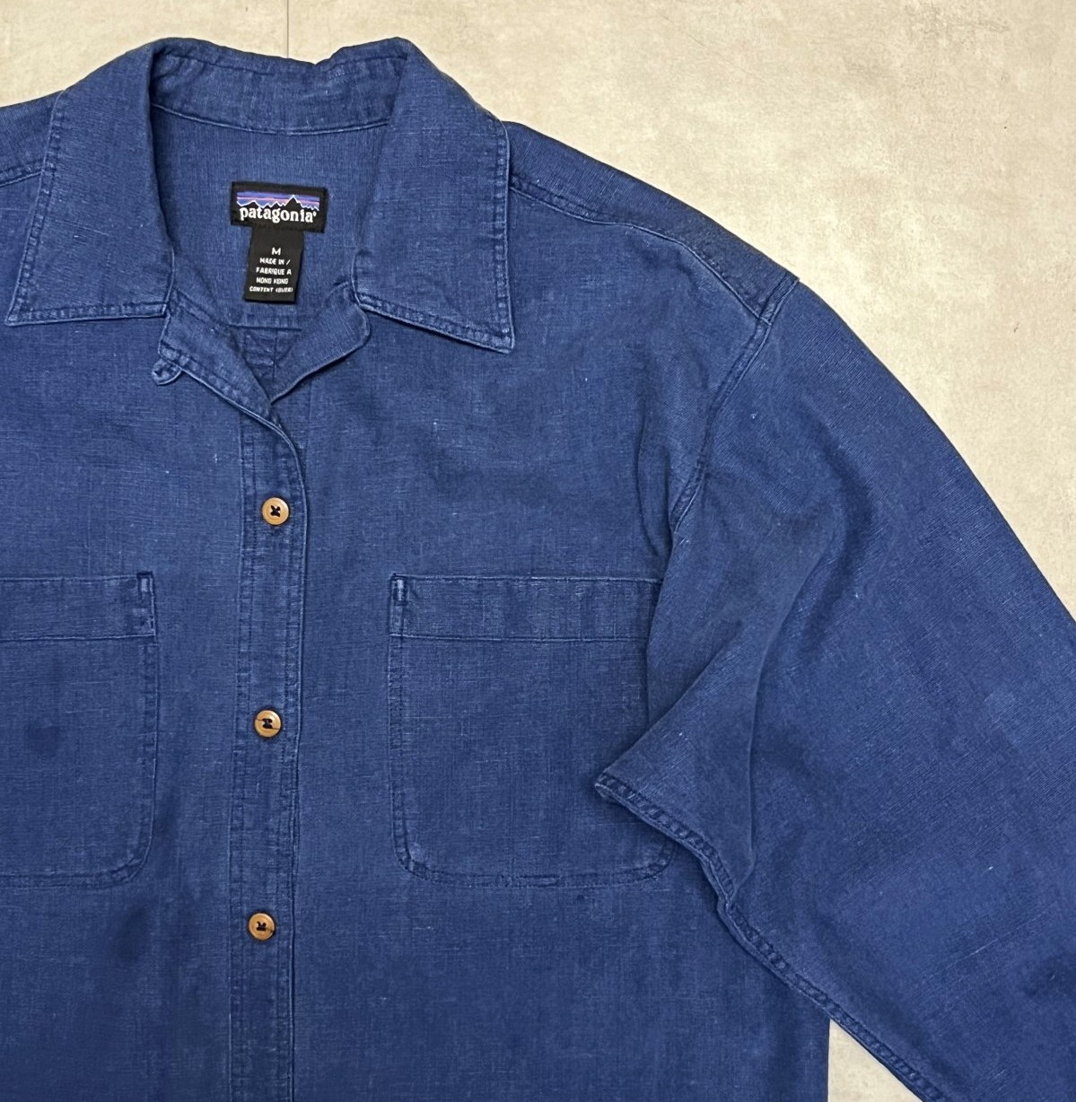 画像: 90'S PATAGONIA リネン/コットン オープンカラーシャツシャツ インディゴ (VINTAGE)