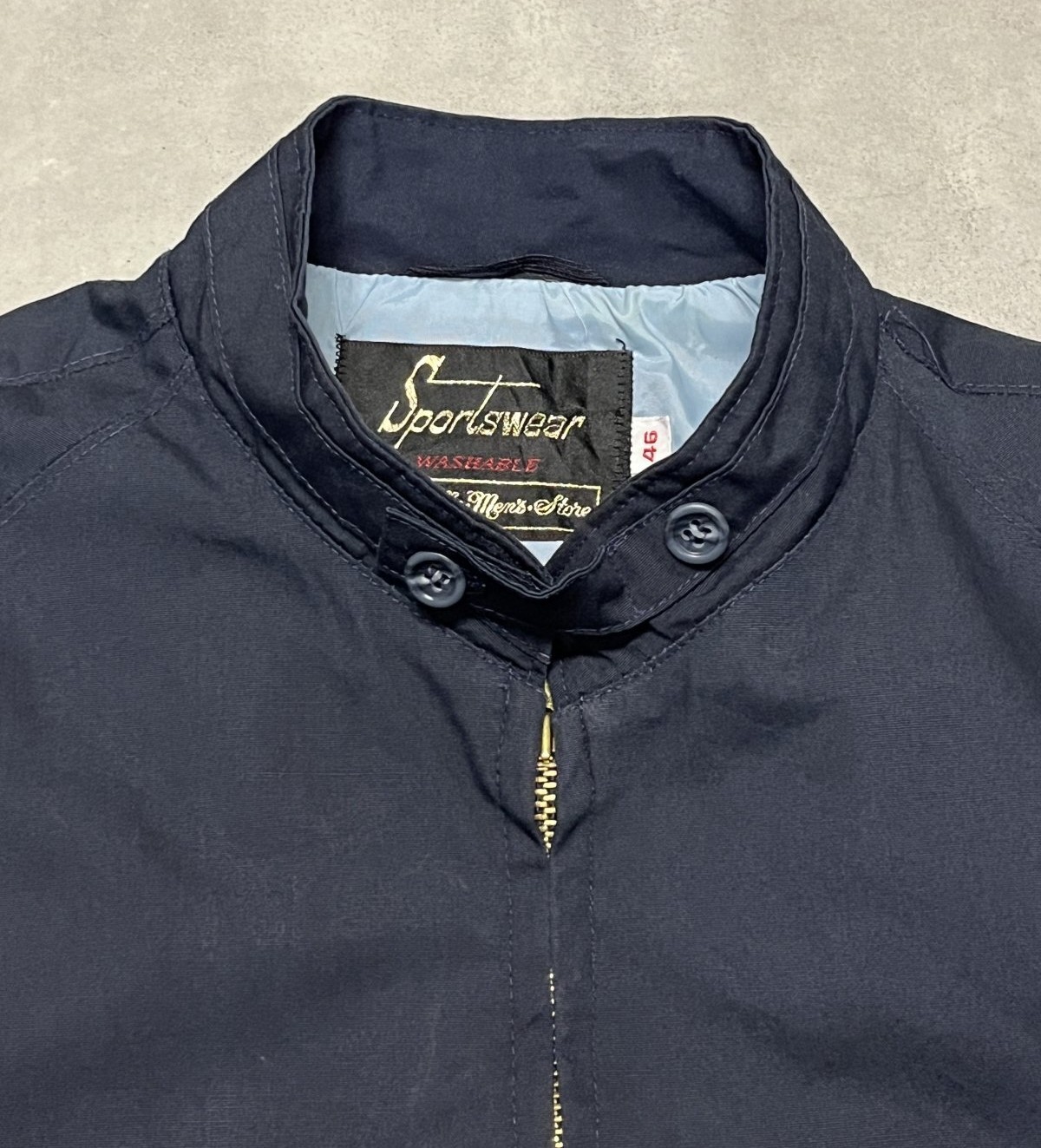 画像: 70'S SEARS "SPORTSWEAR" チンスト付き スタンドカラー ドリズラージャケット ダークネイビー (VINTAGE)