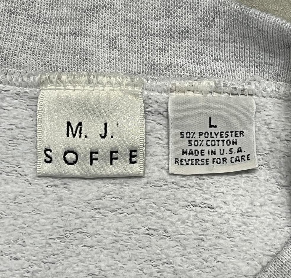 画像2: 80'S M.J.SOFFE 前Vガゼット付き 4段プリント スウェットシャツ ヘザーグレー USA製 (VINTAGE)