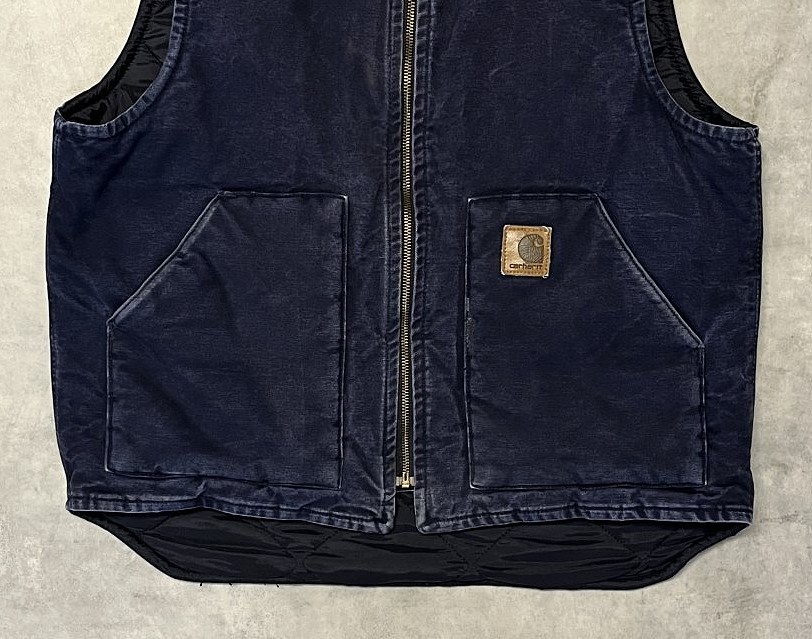 画像: CARHARTT 裏地キルティング ダックベスト ネイビー (VINTAGE)